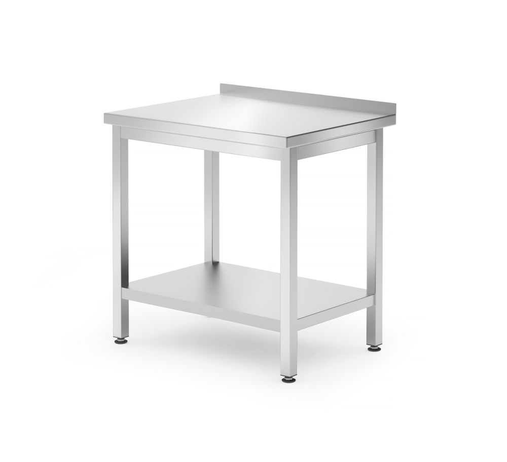 817261 Tavolo a parete con ripiano – bullonato, profondità 600 mm, HENDI, Kitchen Line, 800x600x(H)850mm - immagine 1