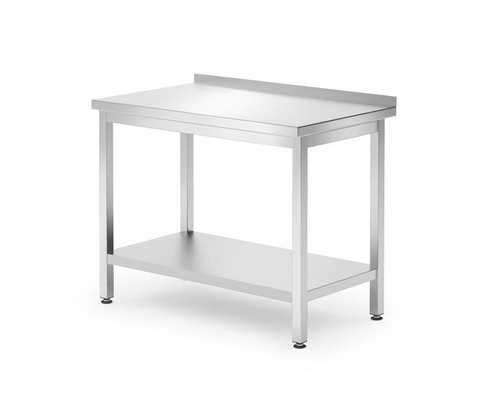 817278 Tavolo a parete con ripiano – bullonato, profondità 600 mm, HENDI, Kitchen Line, 1000x600x(H)850mm - immagine 1