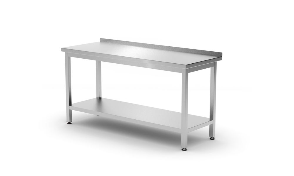 817285 Tavolo a parete con ripiano – bullonato, profondità 600 mm, HENDI, Kitchen Line, 1200x600x(H)850mm - immagine 1