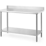 Tavolo da lavoro con alzatina paraschizzi, HENDI, Budget Line, 1400x600x(H)950mm