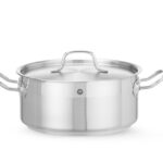 Pentola per stufato bassa - con coperchio, HENDI, Profi Line, 4,8L, ⌀240x(H)105mm