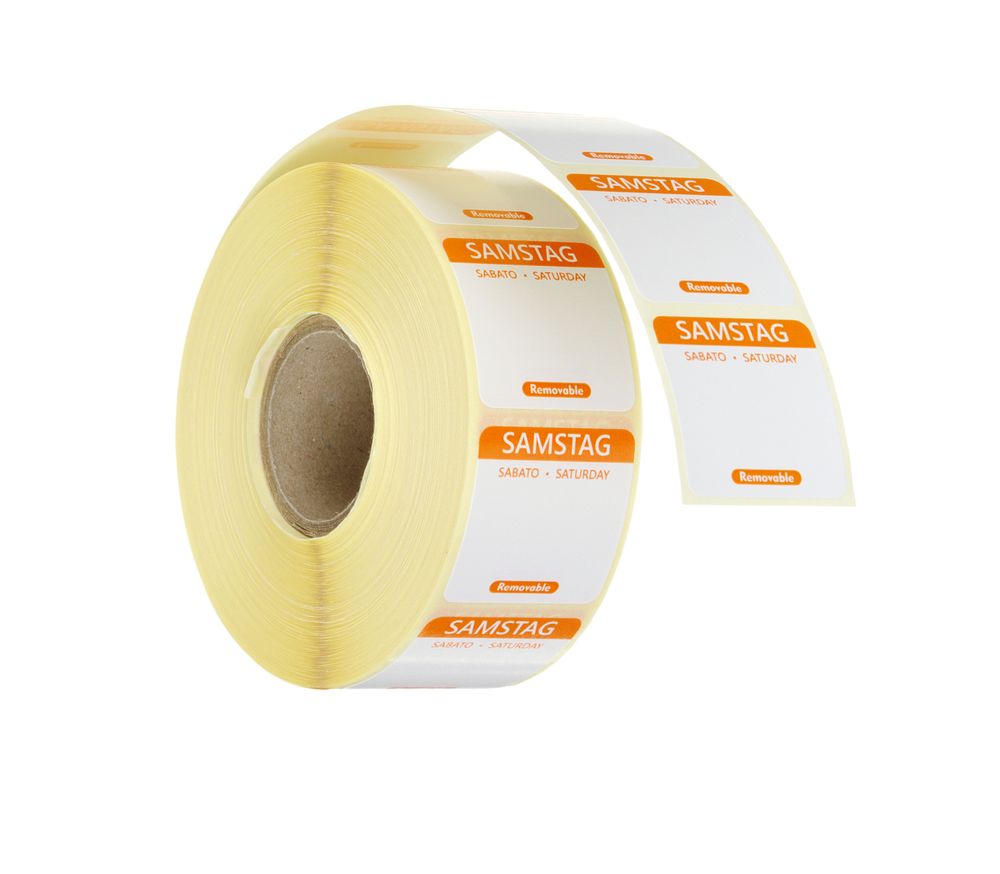 850749_OBW_2025_02_IMGP0137 Etichette di sicurezza alimentare giornaliere, multiuso, facilmente rimovibili, HENDI, Sabato, Arancia, 1000 pezzi, 25x25mm - immagine 1