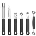 Set di coltelli da intaglio-6 pezzi, HENDI, Nero, 280x100x(H)50mm