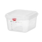 Contenitore GN 1/6, polipropilene, HENDI, GN 1/6, 1,7L, Trasparente, 176x162x(H)100mm, rettangolare